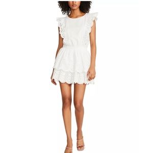 White Eyelet Ruffle-Trim Dress